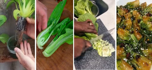 Bok choy being chopped and cooked as part of an anti-inflammatory foods menu