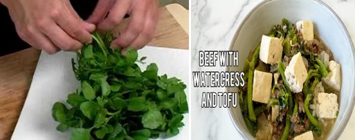 Watercress, one of the anti-inflammatory foods to try, being chopped and served in a salad