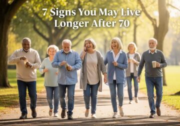 Active seniors in a park showing signs of longevity after 70, like brisk walking, strong grip, and social connection.