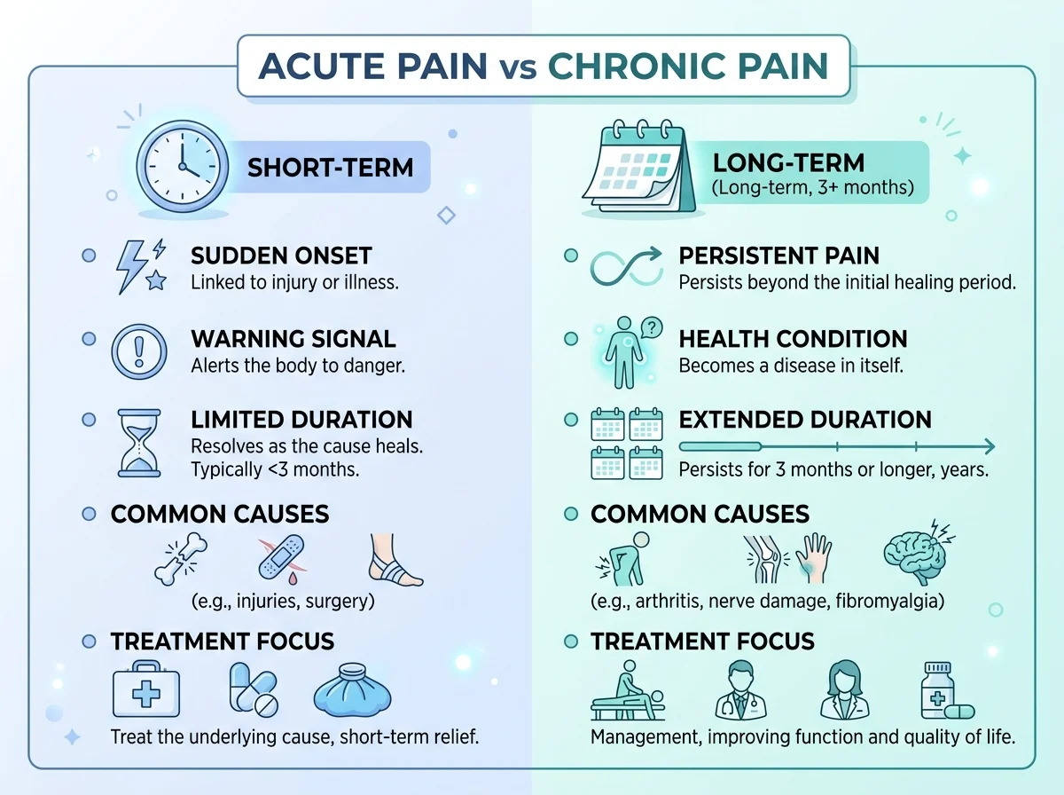 Infographic comparing acute pain and chronic pain in seniors