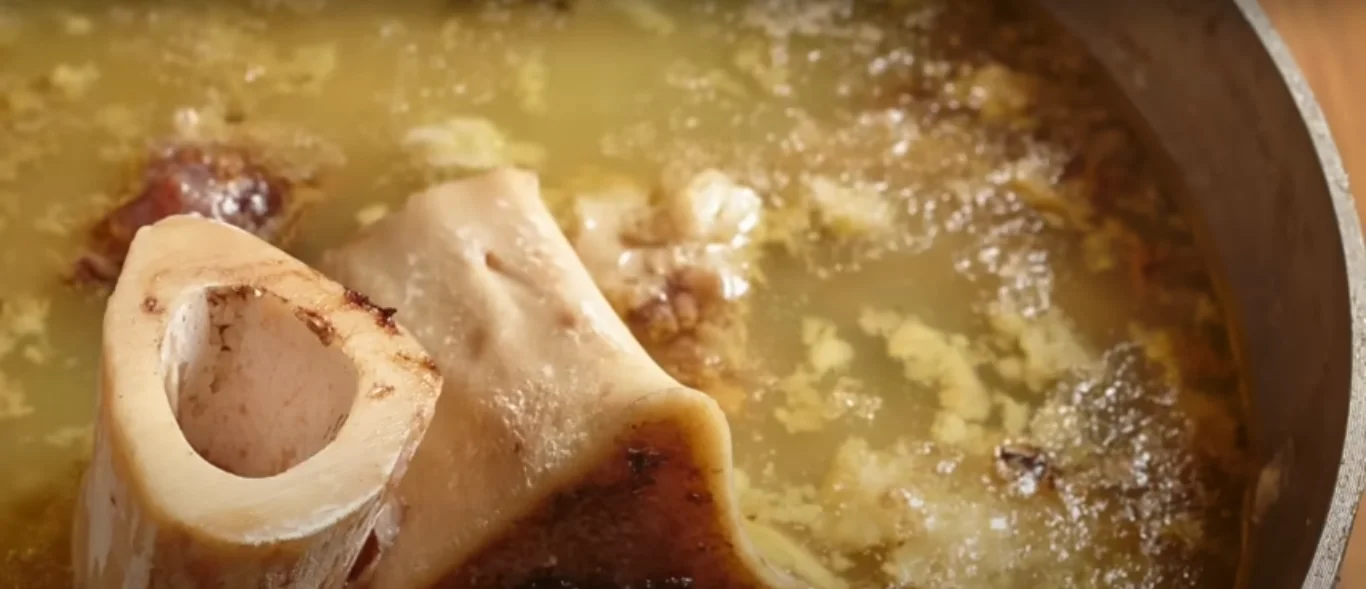 Bone broth simmering