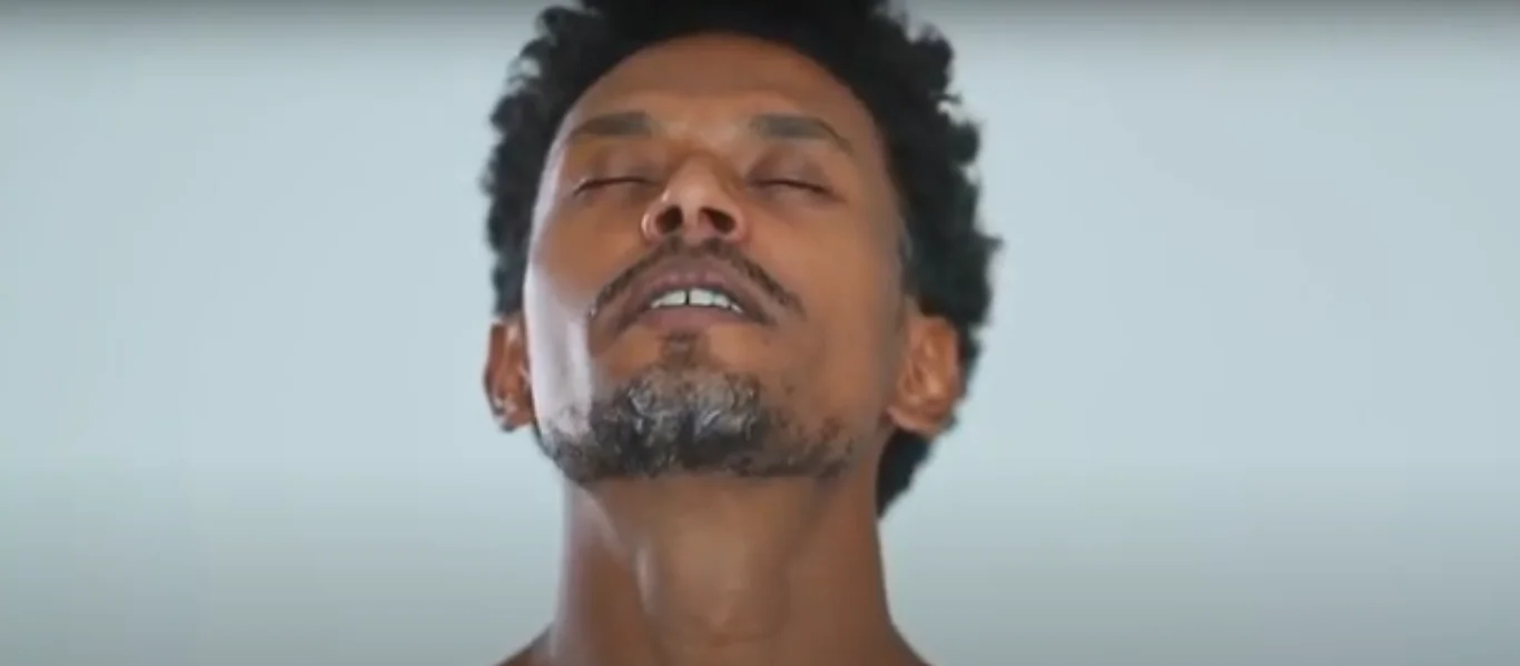 Calm breathing technique close eyes