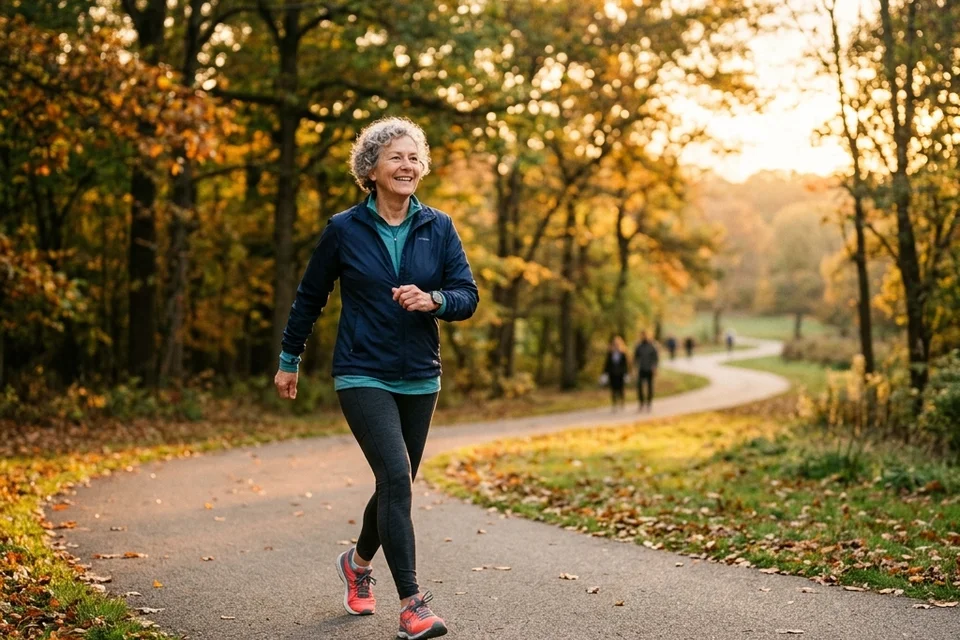 Older adult walking outdoors representing long-term GLP-1 treatment progress