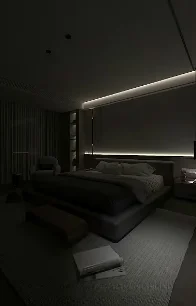 Cool dark bedroom for sleep