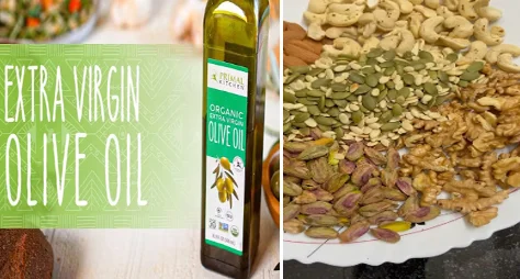 Healthy fats olive oil nuts