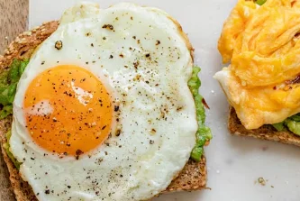 High protein breakfast eggs avocado
