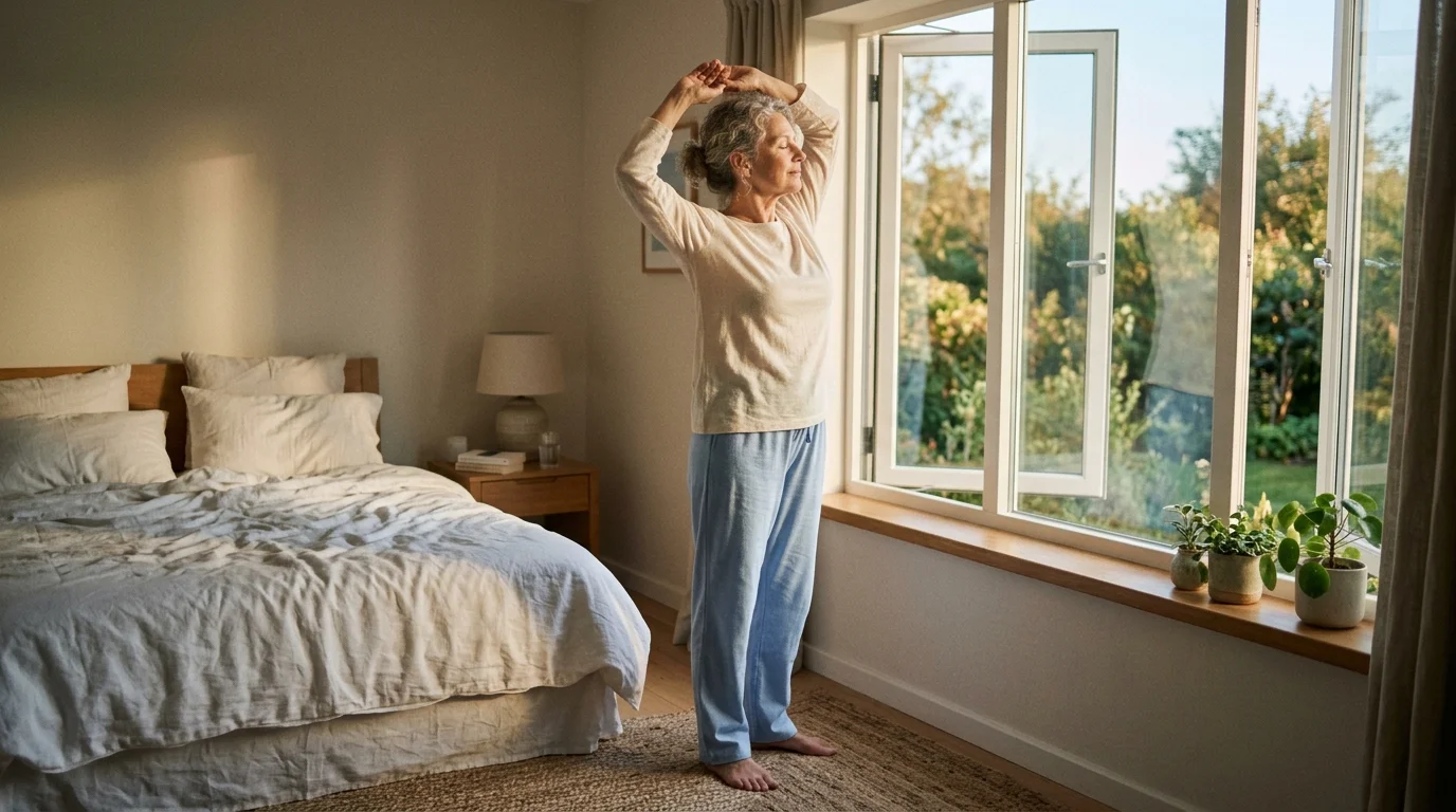 Older adult getting morning sunlight to support better sleep and circadian rhythm