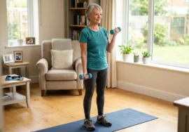 Senior adult doing resistance training to support muscle mass and metabolic rate after 60