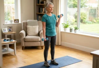 Senior adult doing resistance training to support muscle mass and metabolic rate after 60