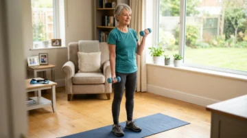 Senior adult doing resistance training to support muscle mass and metabolic rate after 60
