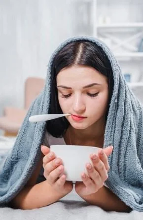 Steam inhalation and warm fluids for clearing mucus naturally