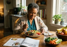 Older adult eating fiber-rich foods for precision gut health
