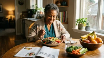 Older adult eating fiber-rich foods for precision gut health