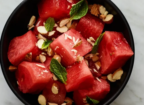 Watermelon almonds lunch