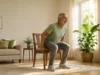 Older adult doing a sit-to-stand exercise to help prevent sarcopenia