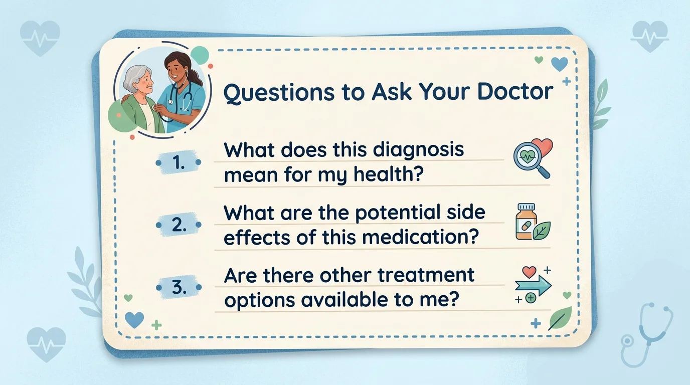 Questions to ask your doctor infographic for medical advocacy and testing decisions