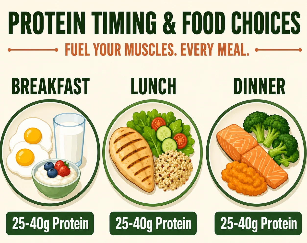 Three meals a day each with 25 to 40 grams of protein for older adults