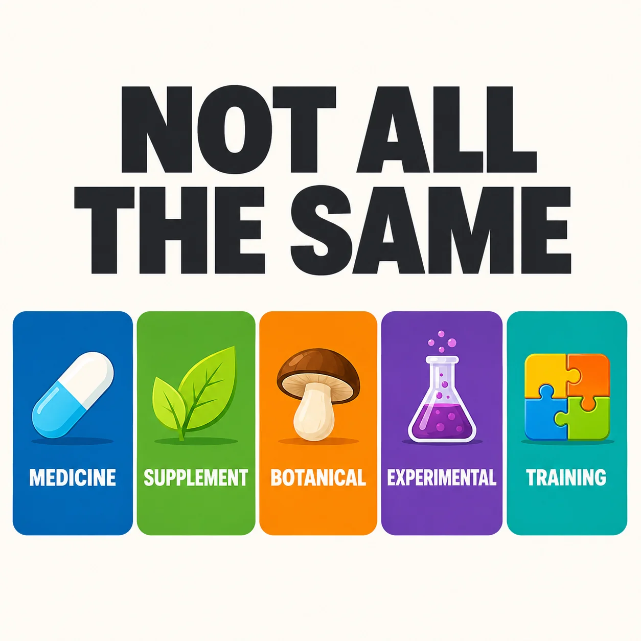Not all nootropics are the same: medicine, supplement, botanical, experimental, training
